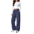 thumbnail image 2 of Taqqpue Boys Girls Wide Leg Sweatpants Loose Fit Solid Color Athletic Joggers Pants Fall Winter Keep Warm Fleece Workout Straight Wide Leg Baggy Pants with Pockets for Kids 5-15 Years, 2 of 10