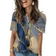 thumbnail image 2 of Camiseta de Manga Corta con Cuello en V Impresa de Verano Casual para Mujeres, Top de Poliéster Ligero de Moda para Uso Diario, Fiesta Y Fecha, 2 of 5
