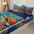 thumbnail image 3 of jejeloiu Watercolor Turtle Coral Zipper Full Size Comforter Sets with Fitted Sheet and 2 Pillowcases Kids,Ocean Animal Pattern Zipper Bedding Set,Reversible,4 Pieces, 3 of 7