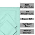 thumbnail image 7 of 4 Piece Zipper Sheet Set Includes (1 Zipper Fitted Sheet, 1 Flat Sheet And 2 Zipper PillowCase) with 8 Inch Deep Pocket 800 TC 100% Egyptian Cotton Solid Aqua Blue Color Twin Size, 7 of 7