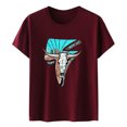 thumbnail image 6 of Fshinging T Shirts For Women Summer Plus Size Aztec Western Cowboy Short Sleeve Slim Short Sleeve O-Neck Tunic Blouses, 6 of 7