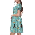 thumbnail image 2 of Easygdp Cute Dog para Vestido Transpirable de Mujer, Vestido Suelto de Manga Corta con Pliegues y Bolsillos para el Verano, 2 of 6