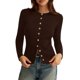 thumbnail image 1 of Suéter PRETTYGARDEN Otoño 2025 Mujer Marrón XL Tejido Acanalado, 1 of 7