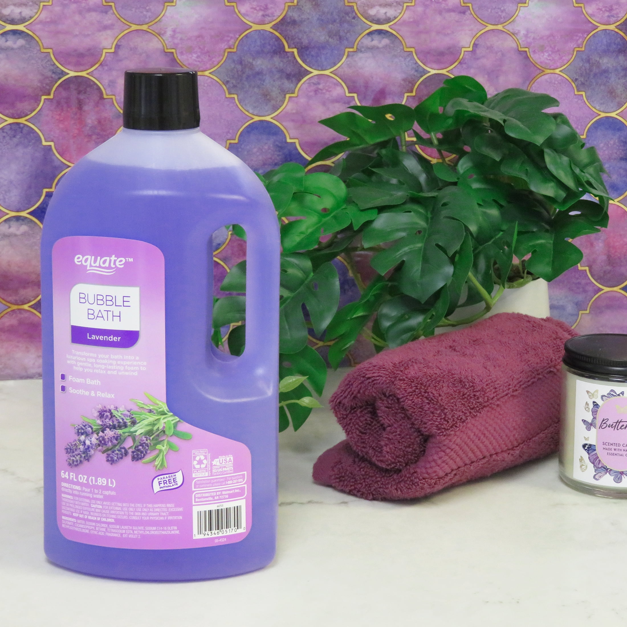 (2 pack) Equate Bubble Bath, Lavender, 64 fl oz