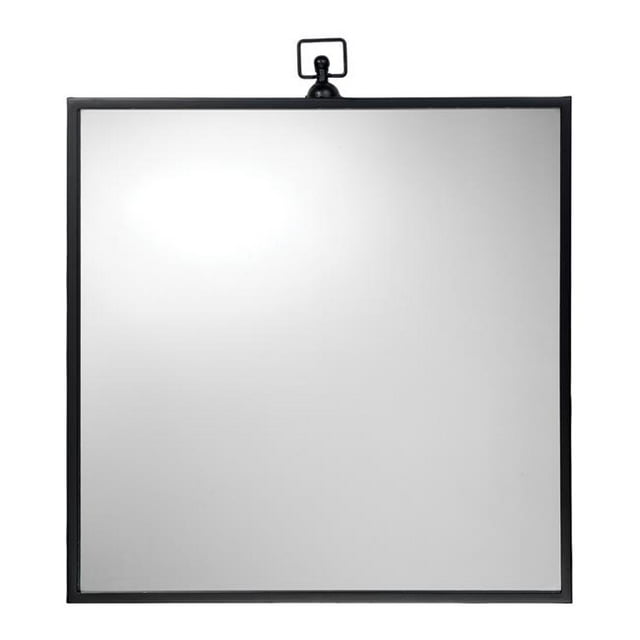Benzara BM241228 Wall Mirror with Sleek Metal Frame & Loop Hook, Black