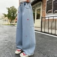 thumbnail image 5 of XXWXYD Teen Girls Baggy Jeans Wide Leg Denim Pants 2026 Cute Cartoon Embroidery Patchwork Jeans Y2𝖪 Vintage Wash Trendy Prepp𝗒 Pants Girls Loose Fit Palazz𝗈 Pants, 5 of 8