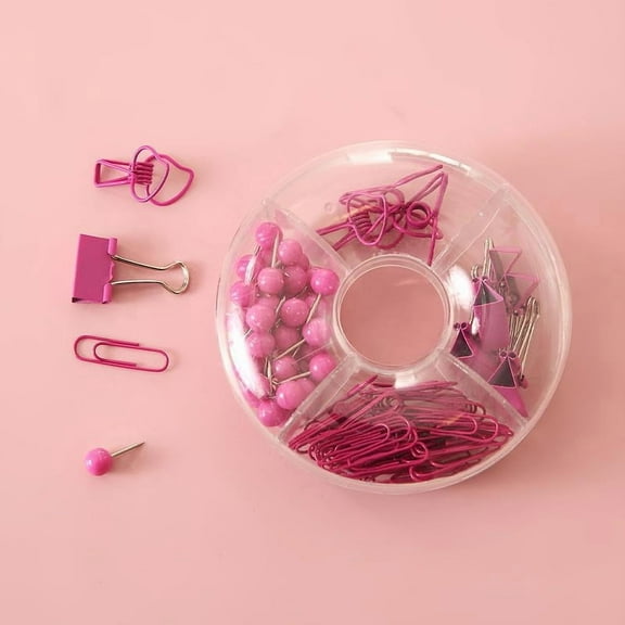 100Pcs Assorted Plastic Push Pins Paper Clips Thumb Tacks Kit 100mm