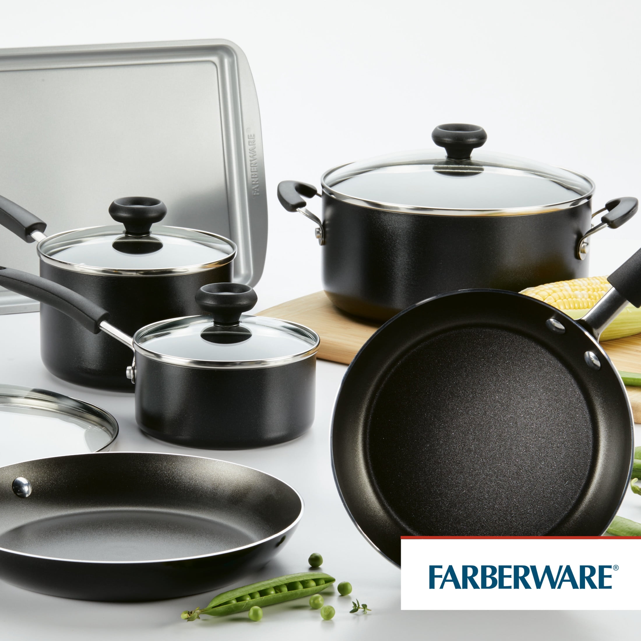 Farberware Reliance 15pc Aluminum Nonstick Cookware Set With Prestige Tools  Black : Target