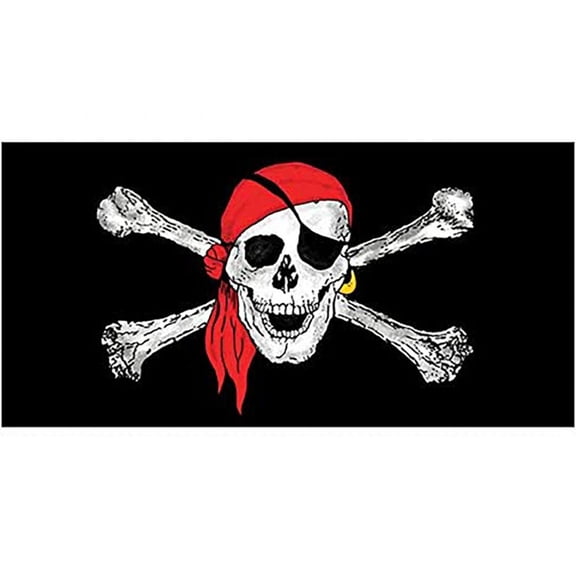 Pirate Skull Beach Towel 30 x 60 inch 100% Cotton (Pirate Buccaneer, One Towel)