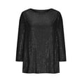 thumbnail image 3 of Shirts for Women Sequin Clothes Black Long Sleeve Sparkly Top Glittery Top Evening Tops Womens Party Tops, 3 of 5