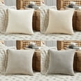 thumbnail image 2 of Fancy Homi Set of 4 Neutral Decorative Throw Pillow Covers 18x18 inch for Couch Bed Sofa Bedroom, Modern Farmhouse Boho Home Decor, Soft Fluffy Striped Corduroy Cute Aesthetic Cushion Case 45x45 cm, 2 of 6