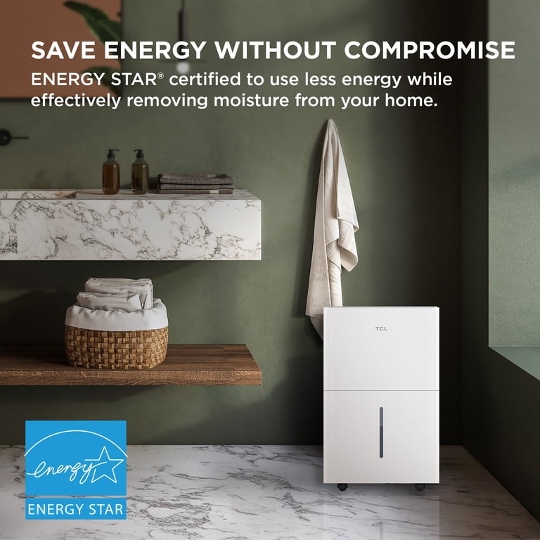TCL 32 Pt 3,000 sq ft Smart Dehumidifier - White, Energy Star Most