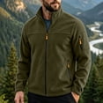 thumbnail image 5 of Men's Polar Fleece Jacket Winter Warm Full-Zip Coat Tactical Jackets Multi Zipper Pockets Army Green, 5 of 8