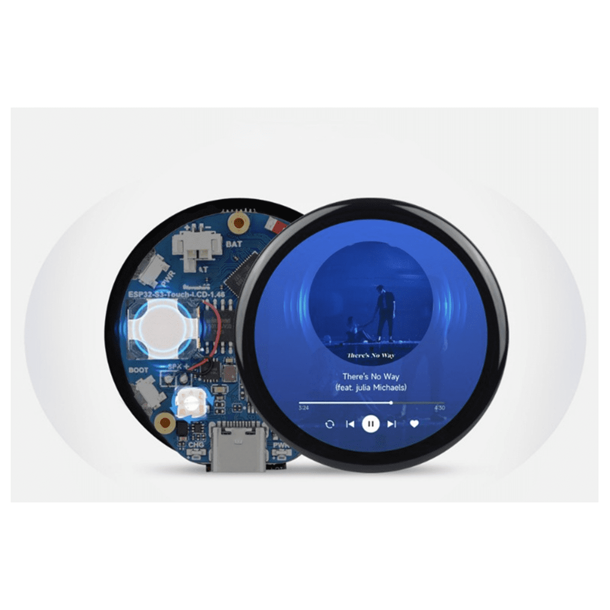 ESP32 S3 Development Board 1.46inch Round LCD 1.46inch Display 412x412 QMI8658 Sensor/MIC/SD/MP3 Audio No Cover Panel,1 * Development Board