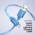 thumbnail image 2 of Powertek Marble 6ft USB-A to Lightning Cable, Blue, Fast Charging Silicone Marble Design, Consistent Data Transfer, 2 of 5