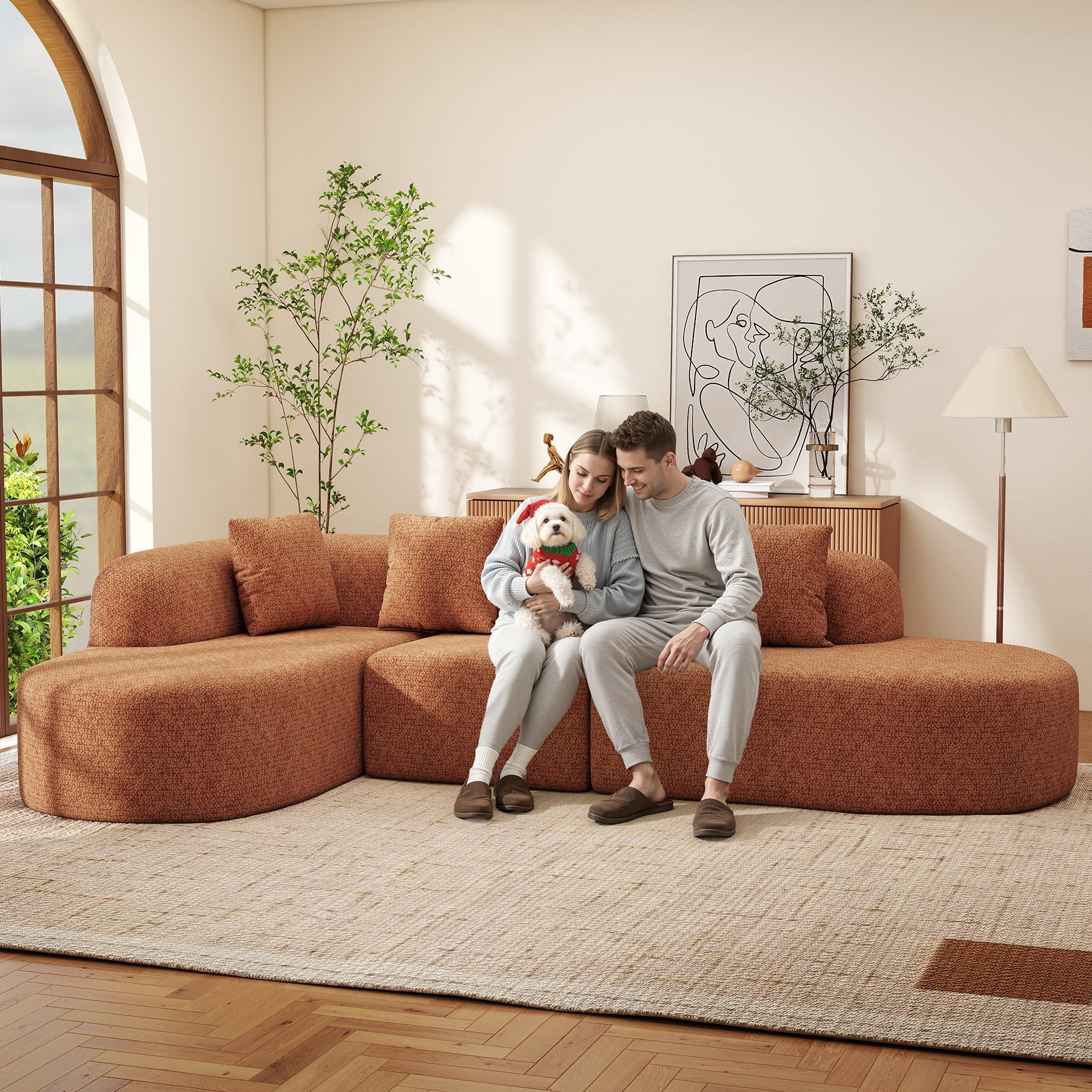 Daluvenix 114 Inch Boneless Couches for Living Room Modern Modular Sectional Sofa with Left Chaise L-Shape Cloud Sectional Couch