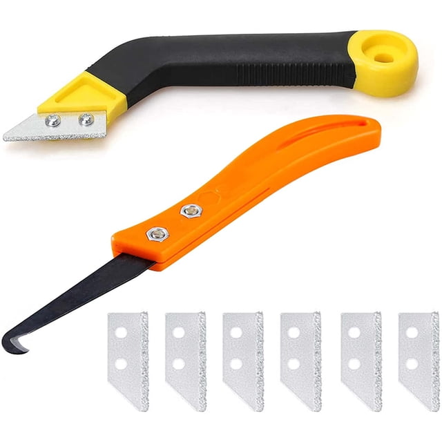 Rascador de lechada para azulejos, herramienta para quitar lechada, juego de herramientas de limpieza de lechada con 6 cuchillas de repuesto para limpieza familiar de azulejos
