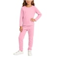 thumbnail image 3 of Viluyesy Girls 2 Piece Outfit Crew Neck Top and Pants Long Sleeve Cotton Soft Breathable Comfortable Casual Loungewear Set Hot Pink Size 9, 3 of 6