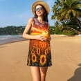 thumbnail image 3 of Fotbe Sunset Golden Sunflower Field Vestido de Verano sin Mangas para Mujer – Vestido Midi Línea A, Estilo Camiseta Floral, Vestido Playero Casual y Fluido, 3 of 7