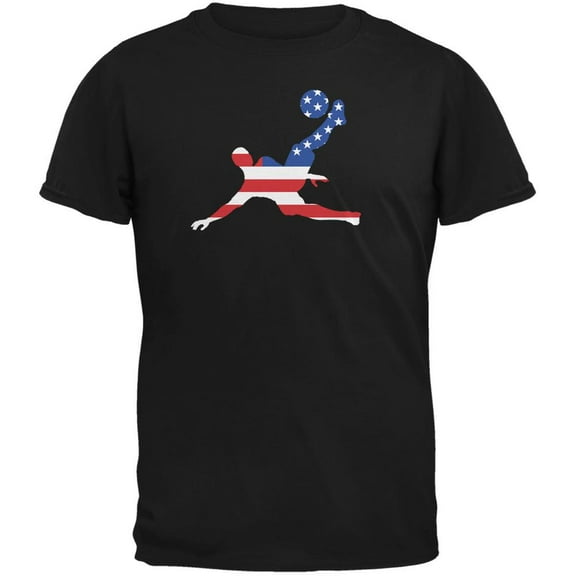 World Cup USA Soccer Kick Flag Silhouette Black Adult T-Shirt - Large