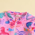 thumbnail image 4 of QJUHUNG Kid Baby Girls One Piece Swimsuit Long Sleeve Zipper Swimwear Ruffle Rashguard Bathing Suits Beachwear, 4 of 9