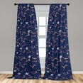 thumbnail image 2 of Floral Design Window Curtains, Modern Flowers Boho with Leafy Peduncles Pattern Japan Vibes Art, Lightweight Decor 2-Panel Set with Rod Pocket, Pair of - 28"x63", Indigo Pale Peach White, by Ambesonne, 2 of 3
