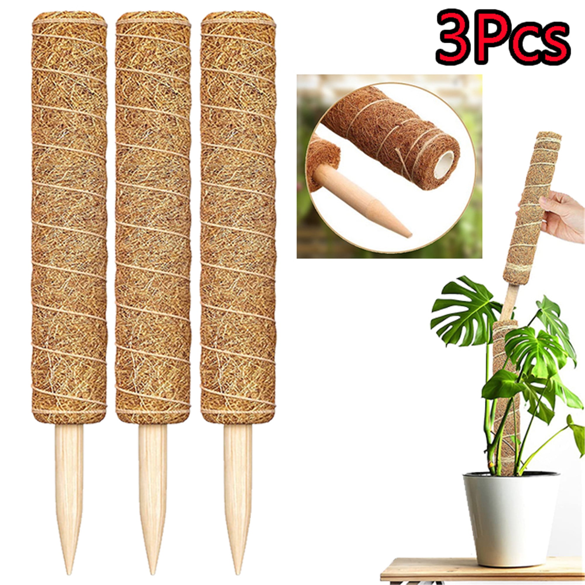 Elbourn Moss Pole 3Pcs 40CM Coco Coir Poles Extending to 31.5 Inches