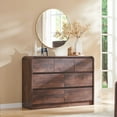 thumbnail image 5 of wow97e Modern Dressers for Bedroom, 47" Wide Wooden 7 Drawers & Chests of Drawers w/Curved Profile Design, Mid Century Vertical Dresser w/Natural Texture for Bedroom, Living Room, 5 of 7