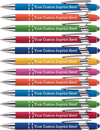 Premium Custom Pens with Stylus  Burst of Color  Personalized Soft 