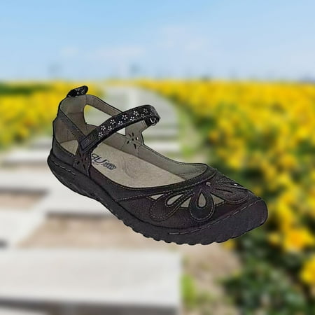 

SBYOJLPB Summer European and American Flat Sandals Women Print Beach Shoes Black 10.5(43)
