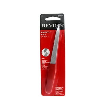 Revlon Emeryl File, Metal Nail File with Easy Grip Handle and Double Sided File Buffer for Precise Nail Shaping and Smoothing, 1 Count