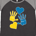 thumbnail image 4 of Inktastic Down Syndrome Awareness with Handprints and Hearts Blue and Yellow Women's Plus Size T-Shirt, 4 of 5
