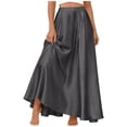 thumbnail image 5 of Satin Maxi Skirts for Women High Waisted Flowy Long Skirt with Pockets Summer Spring Silk Dressy Casual Outfits (2XL, Dark Gray), 5 of 6