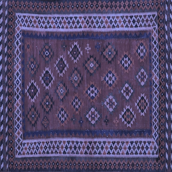 Ahgly Company Indoor Square Oriental Blue Traditional Area Rugs, 5' Square