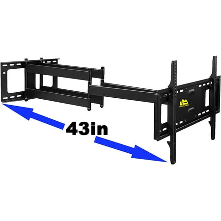 FORGING MOUNT Long Extension TV Mount  Dual Articulating Arm Full Motion Wall Mount TV Bracket with 43 inch Long Arm  Fits 50 to 90 Inch Flat/Curve TVs  Holds up to 132 lbs  max. 600x400mm