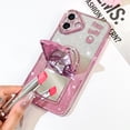 thumbnail image 2 of OOK For iPhone 16 Case Bling Glitter with Screen Protector, Luxury 3D Diamond Handbag Pattern Cosmetic Mirror Camera Protection Phone Case with Hidden Kickstand for Girls Women, Pink, 2 of 6
