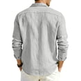 thumbnail image 5 of Fabrcox S-4XL Linen Button Down Shirt Men Roll Up Collared Mens Long Sleeve Shirt Sun Protection Vacation Travel Summer Mens Beach Shirts with Pocket White XL, 5 of 8