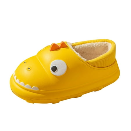 

Slippers for Women Fashion Autumn And Winter Women Slippers Flat Bottom Non Slip Soft Plush Warm And Comfortable Cover Heel Cartoon Dinosaur Shape Womens Slippers Eva Yellow 41