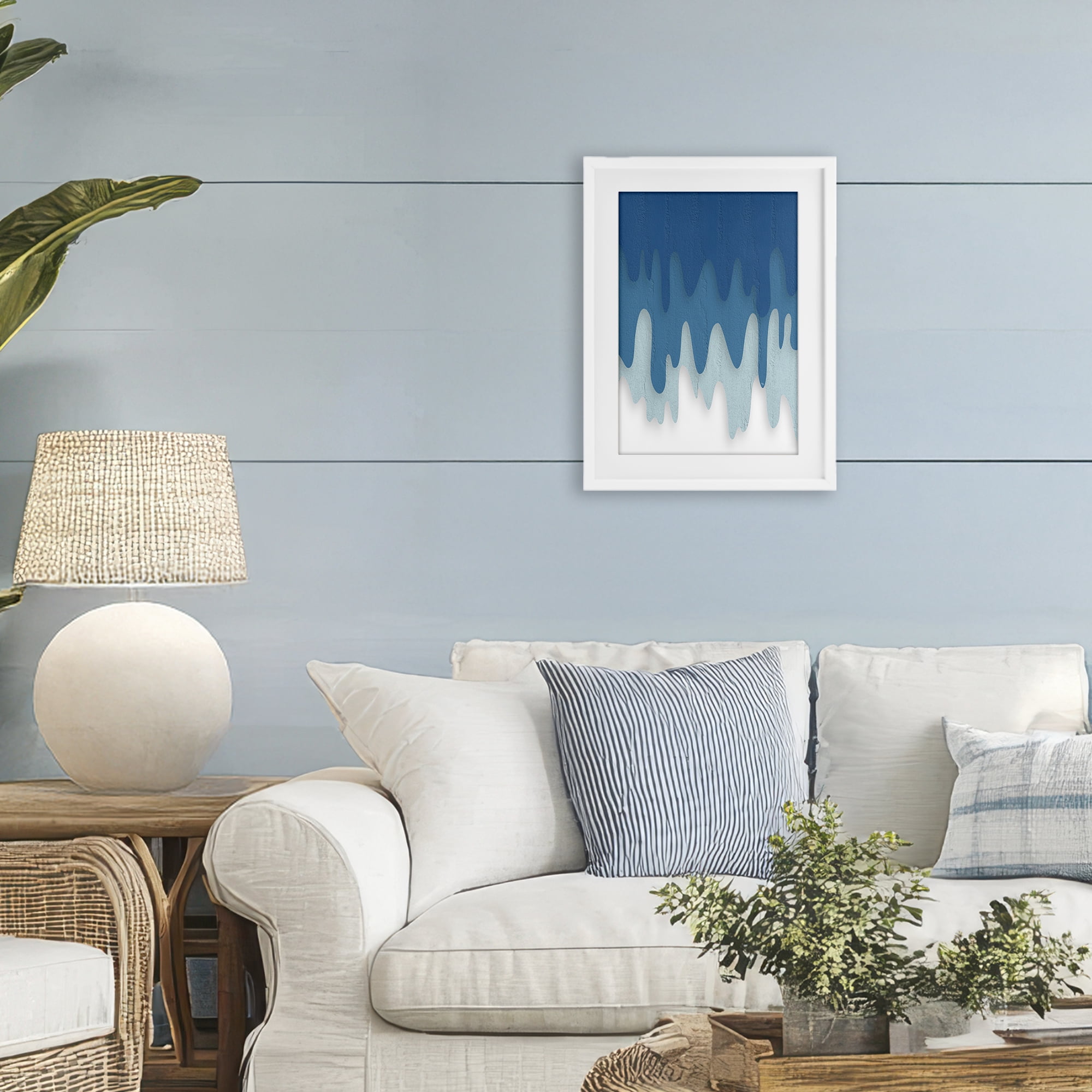 Stupell Industries Water Wave Fluid Contour White Framed Print Under Glass, design by Martina Pavlova