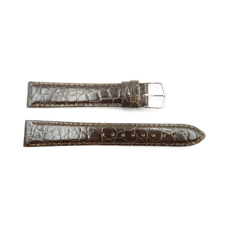 Genuine Crocodile Leather Strap - 18mm Brown Genuine Leather Crocodile Grain Semi-Gloss Long Watch Strap