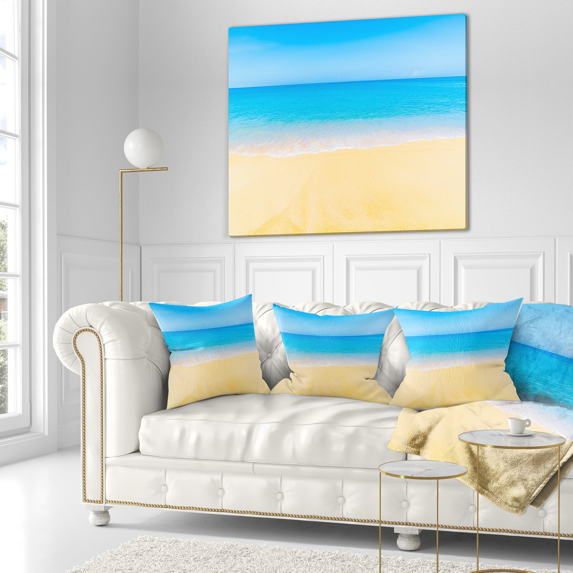 Designart Calm Blue Sea and Sky - Seascape Throw Pillow - 16x16