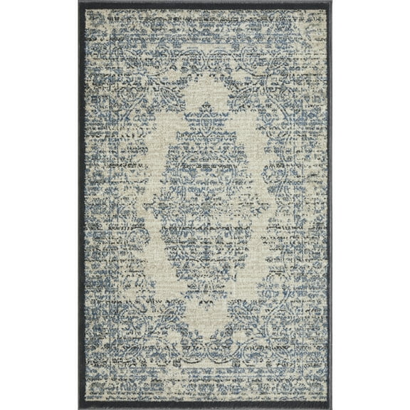 Loomaknoti Celena Amiber 3' x 5' Blue Oriental Indoor Accent Rug