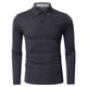 thumbnail image 3 of Camiseta de manga larga informal de color liso con solapa para hombre: 35 % poliéster/65 % algodón, tallas S-XXL, adecuada para el trabajo y las fiestas, 3 of 8
