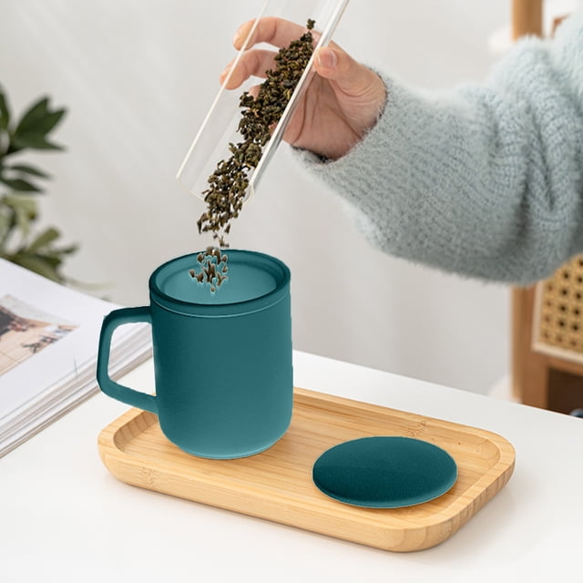 TIMIFIS Stainless Steel Floor Drain Ceramic Mug with Lid and Filter Ceramic Mug Business Mug Office Mug Ceramic Mug Kitchen Gadgets