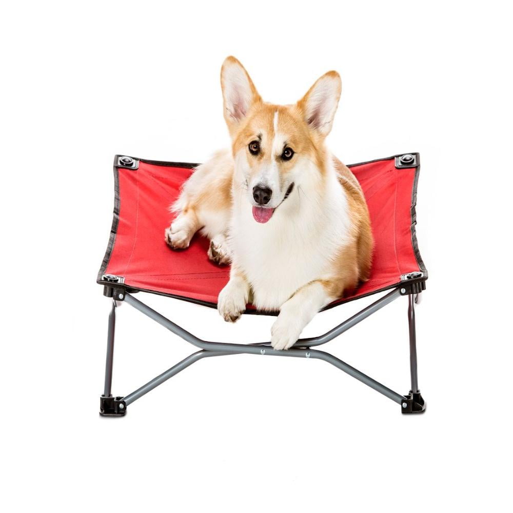 8030 Elevated Folding Pet Bed 26" Long, Includes Travel Case, Red, Fold