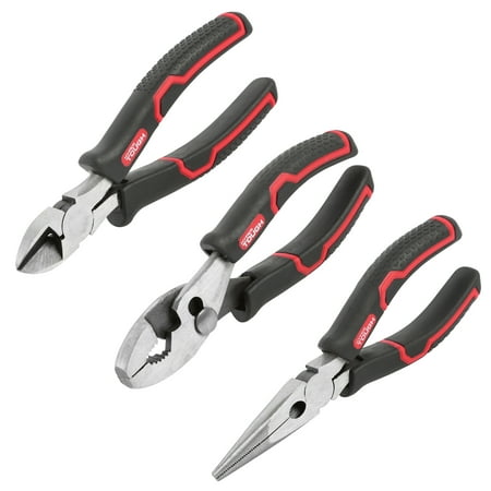 

Hyper Tough 3-Piece Pliers Set with Ergonomic Soft Grip Handles Diagonal Cutting Pliers Slip Joint Pliers and Long Nose Plier set