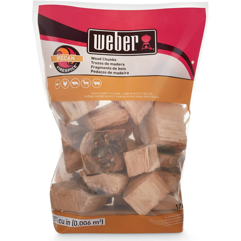 Weber Pecan Wood Chunks for BBQ, Flavor Smoke Grill, Charcoal