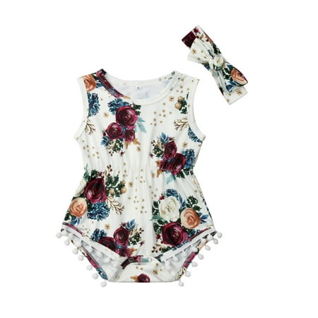 

Bmnmsl Newborn Baby Kid Girl Romper Jumpsuit Bodysuit Clothes Headband Outfit Sets