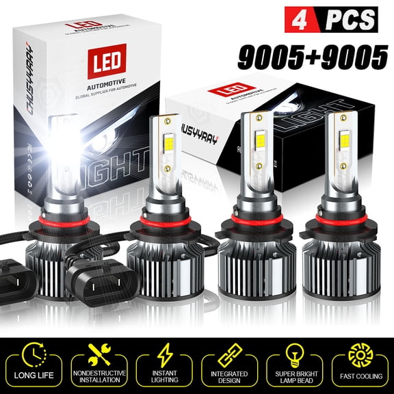 For Chevy Impala 2016 2017-2020 4Pcs Front LED Headlight High Low Beam Bulbs Combo Kit 6500K White