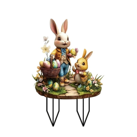Deeceymbur Easter Garden Stake Rabbit Decoration for Outdoor Yard Spring Home Decor Vintage Style Bunny Ornament for Lawns and Pathways